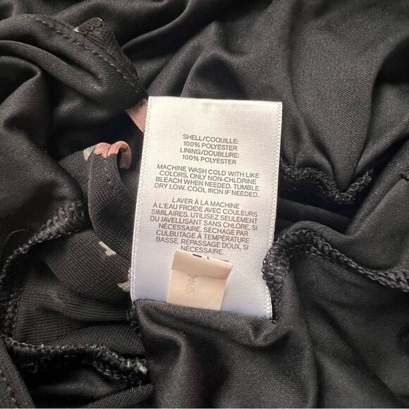 Express Black & Pink Floral Open Back Cold Shoulder V Neck Top - Picture 8 of 8